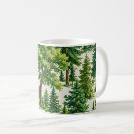 Caneca De Café Padrão de árvore da floresta perene