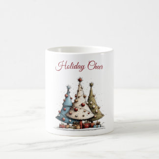 Caneca De Café Padrão de árvore de Natal desenhado à mão e capric