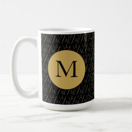 Caneca De Café Padrão de árvore de Natal em preto, branco e doura