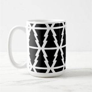 Caneca De Café Padrão de árvore de Natal preto e branco minimalis