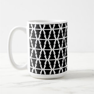 Caneca De Café Padrão de árvore de Natal preto e branco minimalis