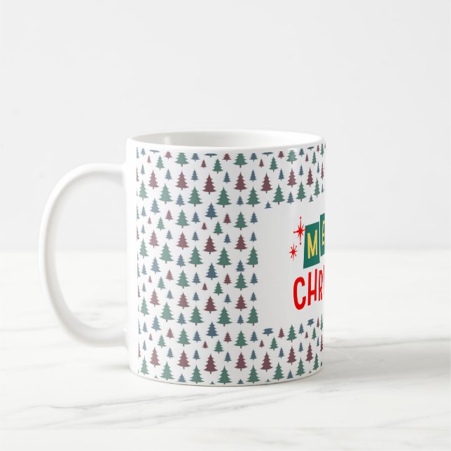 Caneca De Café Padrão de árvore festiva de Natal (Esquerda)
