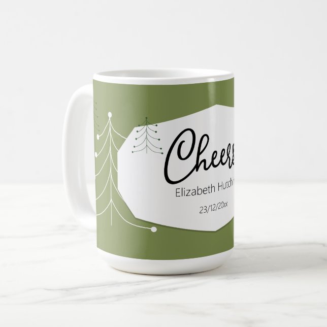 Caneca De Café Padrão de árvore simples moderno (Frente Esquerda)