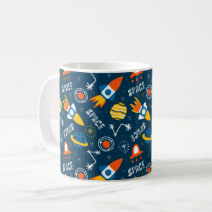 Caneca De Café Padrão de Aventuras Espaciais Coloridas Bonitas