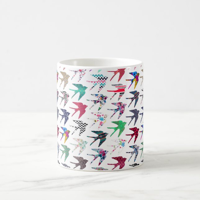 Caneca De Café Padrão de aves aquáticas coloridas (Centro)