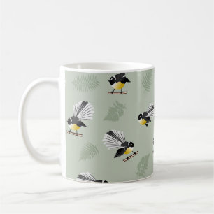 Caneca De Café Padrão de aves nativas da NZ Fantail