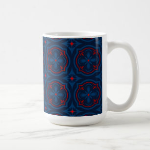 Caneca De Café Padrão de Azulejo Floral Decorativo