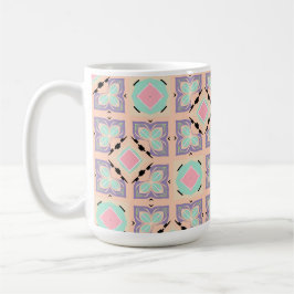Caneca De Café Padrão de Azulejo Geométrico Pastel | Rosa Lilás V