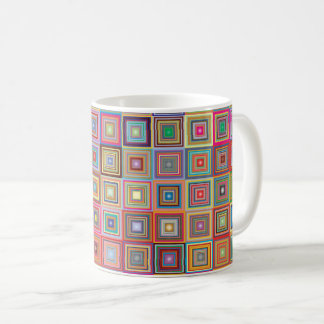 Caneca De Café Padrão de Azulejo Geométrico Retrô Quadrado