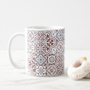 Caneca De Café padrão de azulejo marroquino mediterrâneo