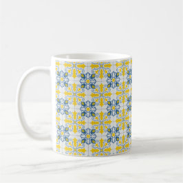 Caneca De Café Padrão de azulejos bonito portugueses azuis e amar