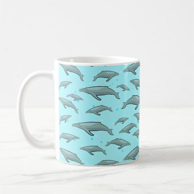 Caneca De Café Padrão de Baleia Azul (Esquerda)