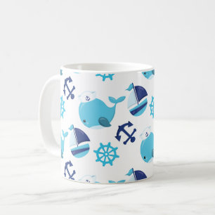 Caneca De Café Padrão de Baleia, Baleias de Marinheiro, Barcos d