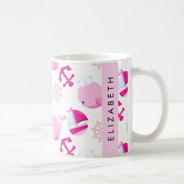 Caneca De Café Padrão De Baleias, Baleias Rosa, Seu Nome