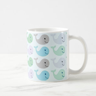 Caneca De Café Padrão de Baleias Pastel Fofo