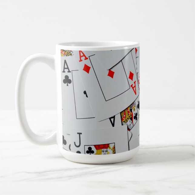 Caneca De Café Padrão de Baralho de Cartas Espalhadas, (Esquerda)