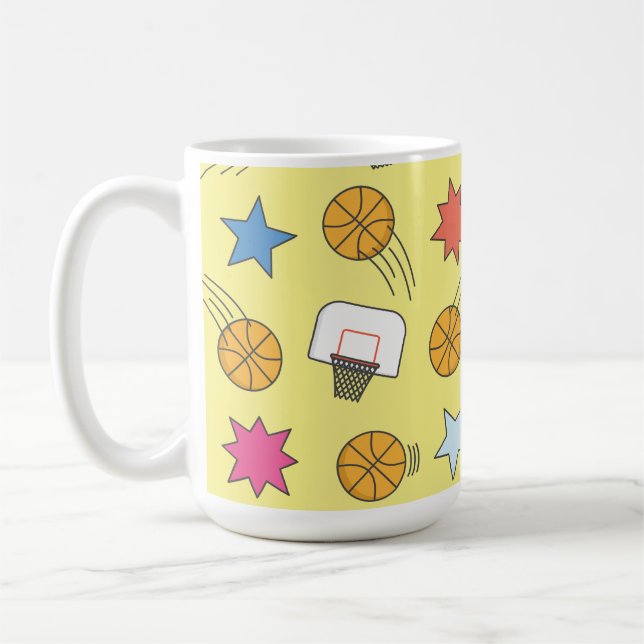 Caneca De Café Padrão de basquetebol divertido (Esquerda)