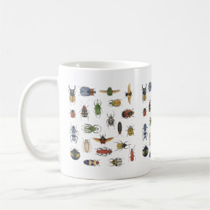 Caneca De Café Padrão de Besouro Vintage Entomologia Natureza