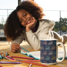 Caneca De Café Padrão de Bicicleta Multicoloração