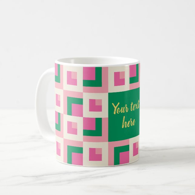 Caneca De Café Padrão de bloco de catavento geométrico 26039A Ros (Frente Esquerda)