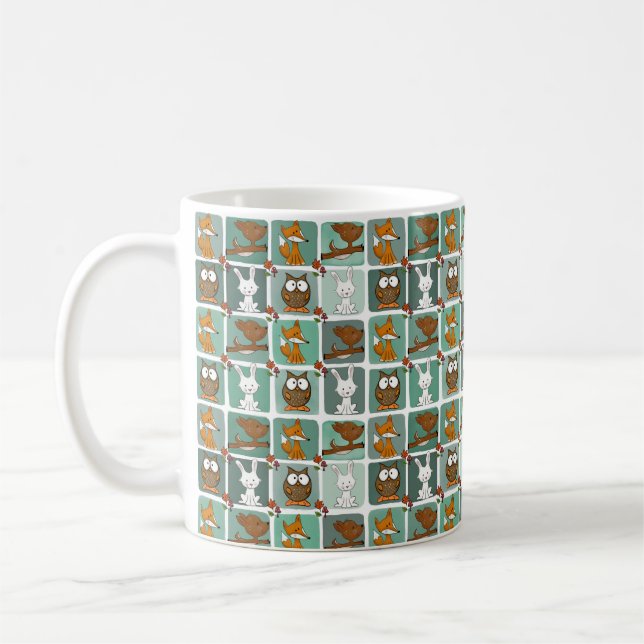 Caneca De Café Padrão de Bloqueio de Animais da Floresta (Esquerda)