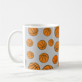 Caneca De Café Padrão de Bolas de Basquete no Fundo das Cinzas