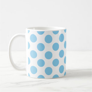 Caneca De Café Padrão de Bolinhas de tamanho grande branco - Azul