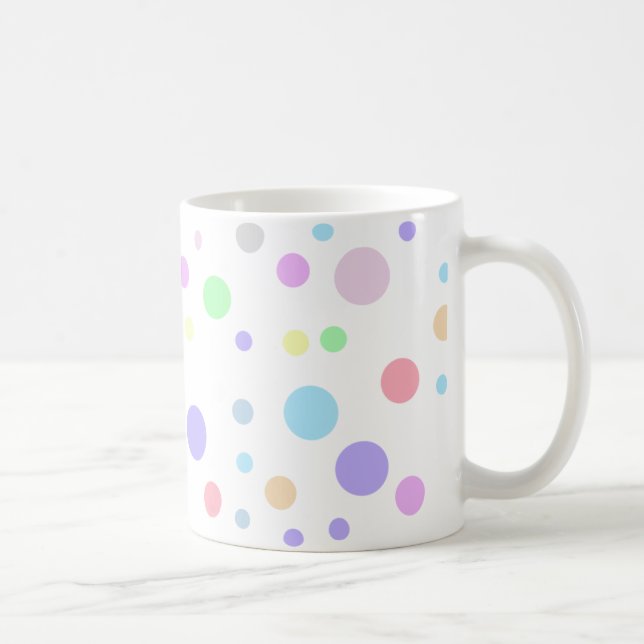 Caneca De Café Padrão de bolinhas pastéis aleatórias (Direita)