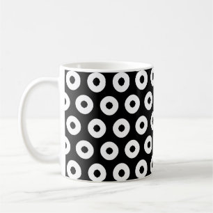 Caneca De Café Padrão de Bolinhas preto/branco