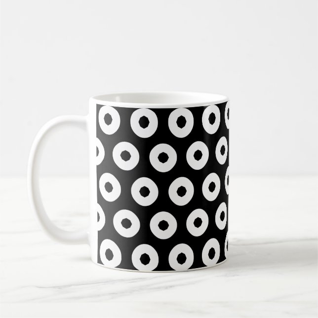 Caneca De Café Padrão de Bolinhas Preto e Branco (Esquerda)
