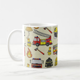 Caneca De Café Padrão de Bombeiro, Caminhão-Fogo, Arte de Emergên