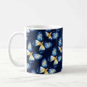 Caneca De Café Padrão de Borboleta Azul