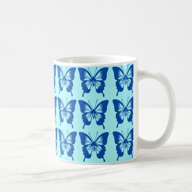 Caneca De Café Padrão de Borboleta Azul (Direita)