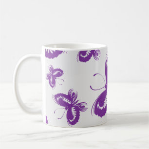 Caneca De Café Padrão de borboleta roxa