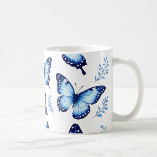 Caneca De Café Padrão de borboletas azuis