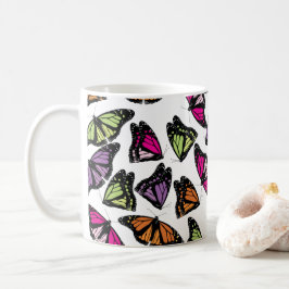Caneca De Café Padrão de borboletas coloridas