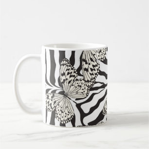 Caneca De Café Padrão de borboletas multicoloridas sem costura. B
