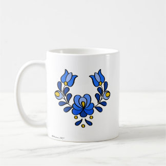 Caneca De Café Padrão de bordado húngaro, "Matyó" - azul