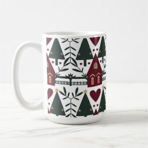 Caneca De Café Padrão de Cabana de Natal Escandinava 