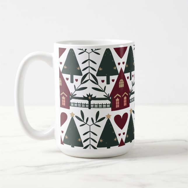Caneca De Café Padrão de Cabana de Natal Escandinava  (Esquerda)