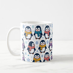 Caneca De Café Padrão de cachecol de pinguim de inverno fofo