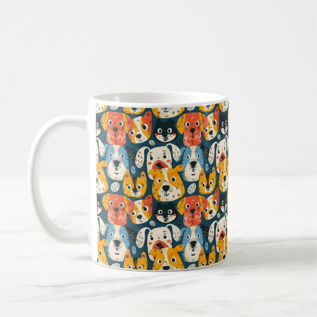 Caneca De Café Padrão de Cachorro Colorido (Esquerda)