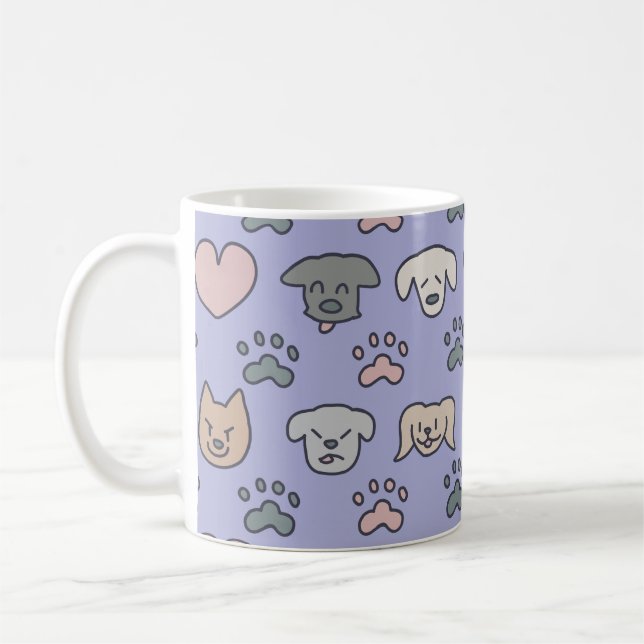 Caneca De Café Padrão de Cachorro Gato (Esquerda)