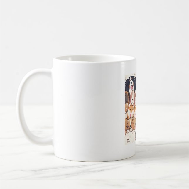 Caneca De Café Padrão de Cachorro Mágico (Esquerda)