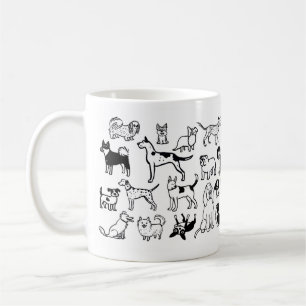 Caneca De Café Padrão de Cães Pretos e Brancos   Legal Canine Lov