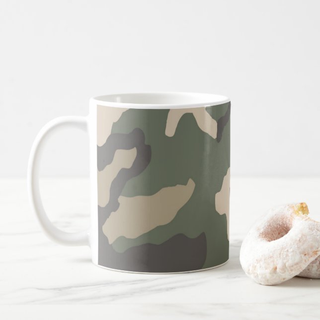 Caneca De Café Padrão de Camo Verde (Com Donut)