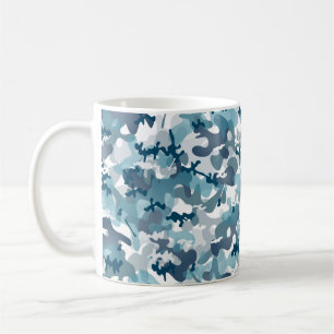 Caneca De Café Padrão de camuflagem Blue Camo em tons de azul mar