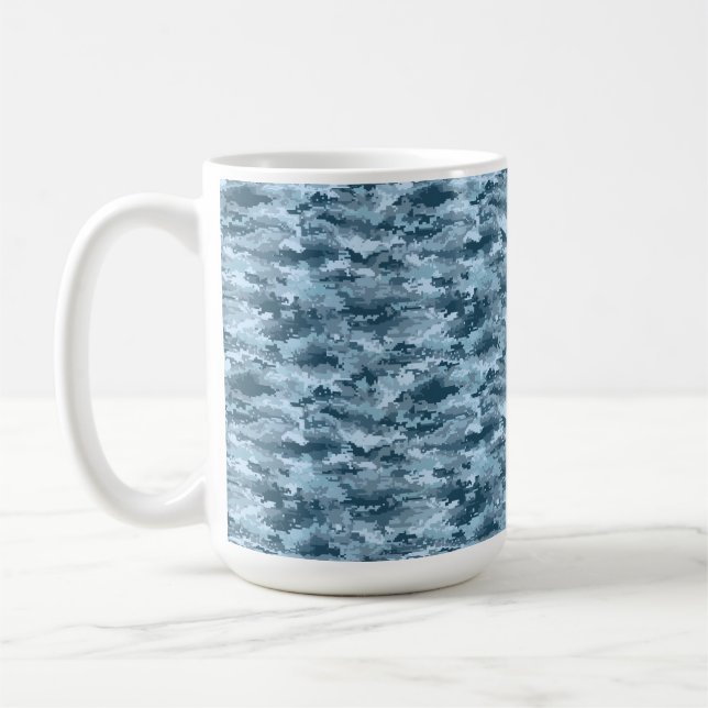 Caneca De Café Padrão de camuflagem pixelada militar azul (Esquerda)