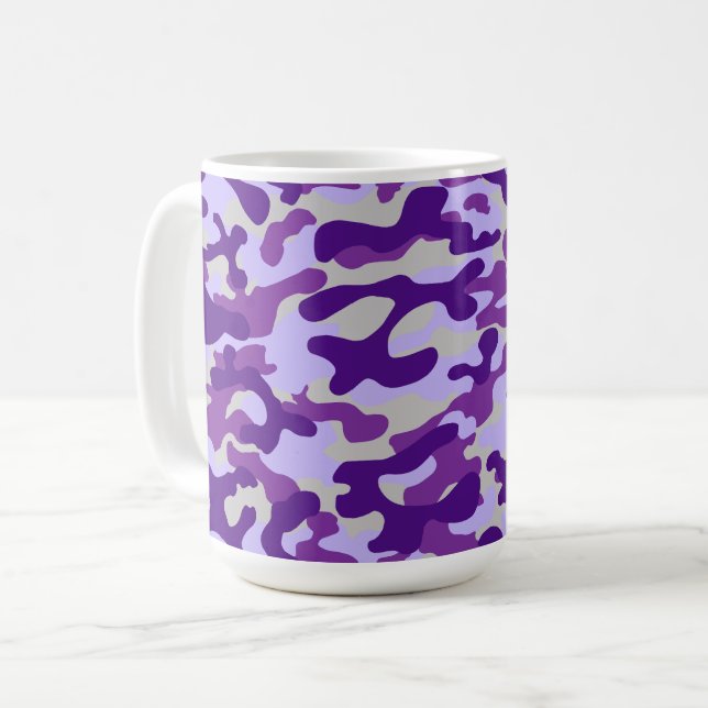 Caneca De Café Padrão de Camuflagem Roxa  (Frente Esquerda)