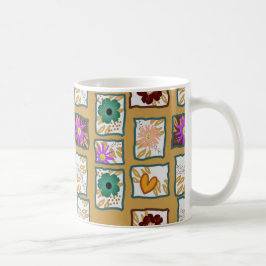 Caneca De Café Padrão de carimbo da flor